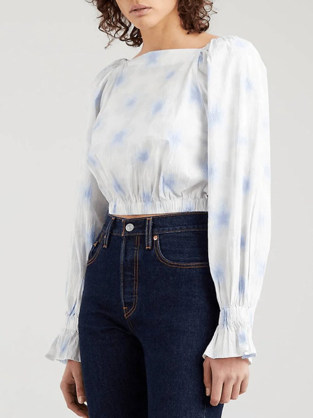 Levi's Women's Starbrust Cool Dusk Daphne Scrunchie Cropped Blouse Top Size M